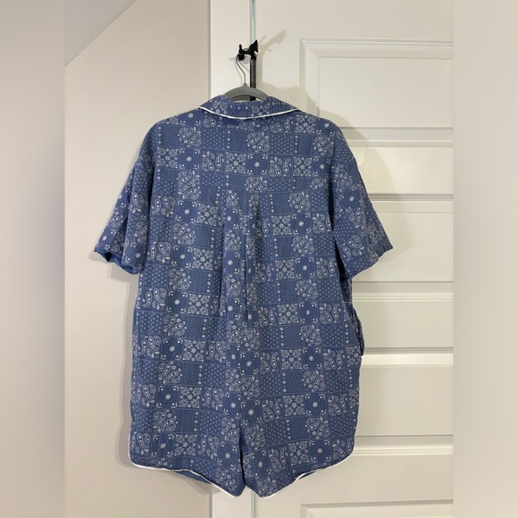 Men's Blue Paisley Short Sleeve Shirt - Picture 2 of 2